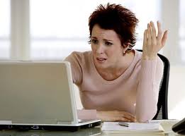 Woman frustrated computer